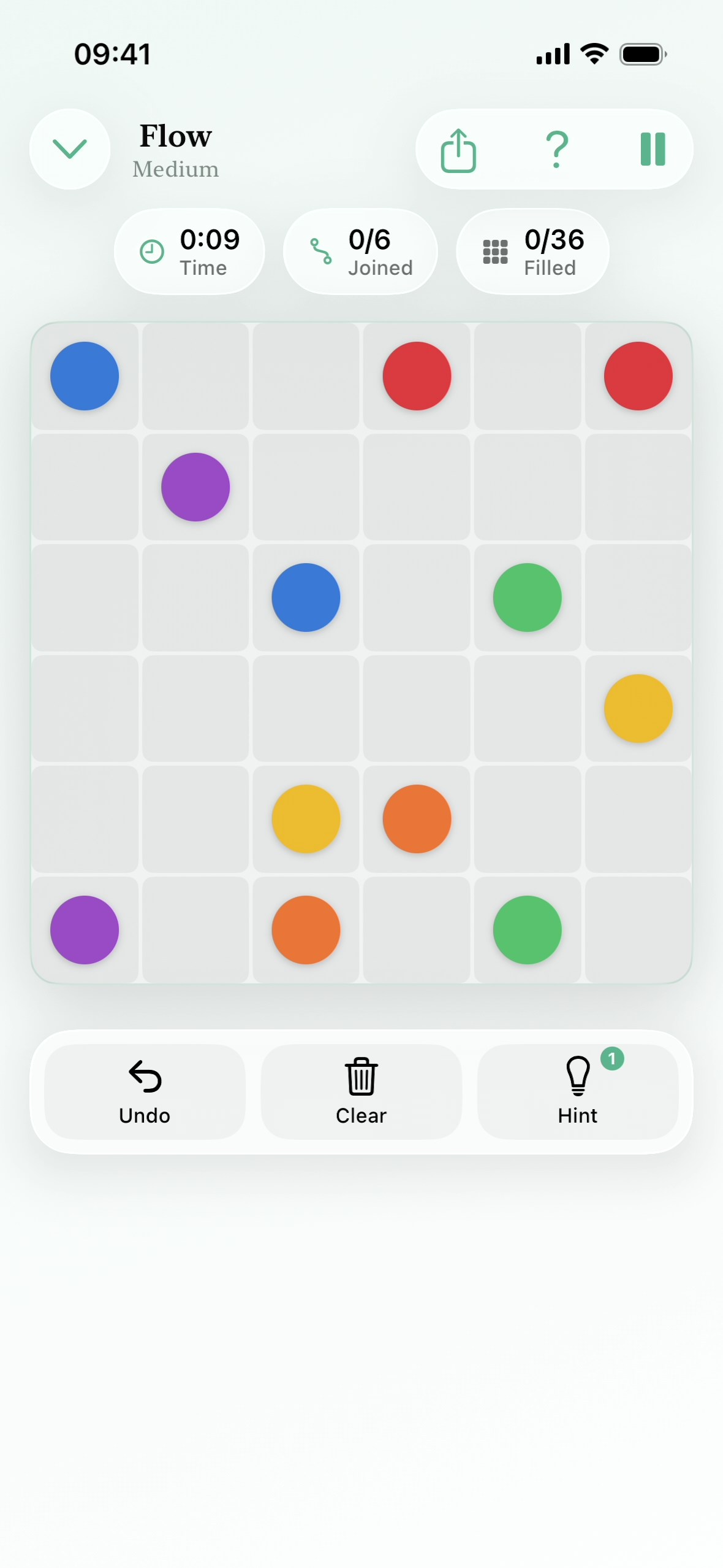 Flow puzzle screen